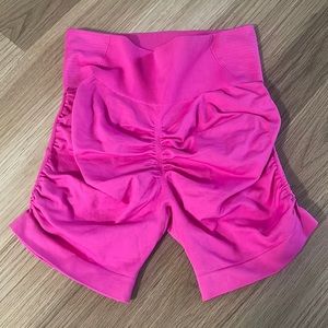 Pink seamless scrunch butt shorts